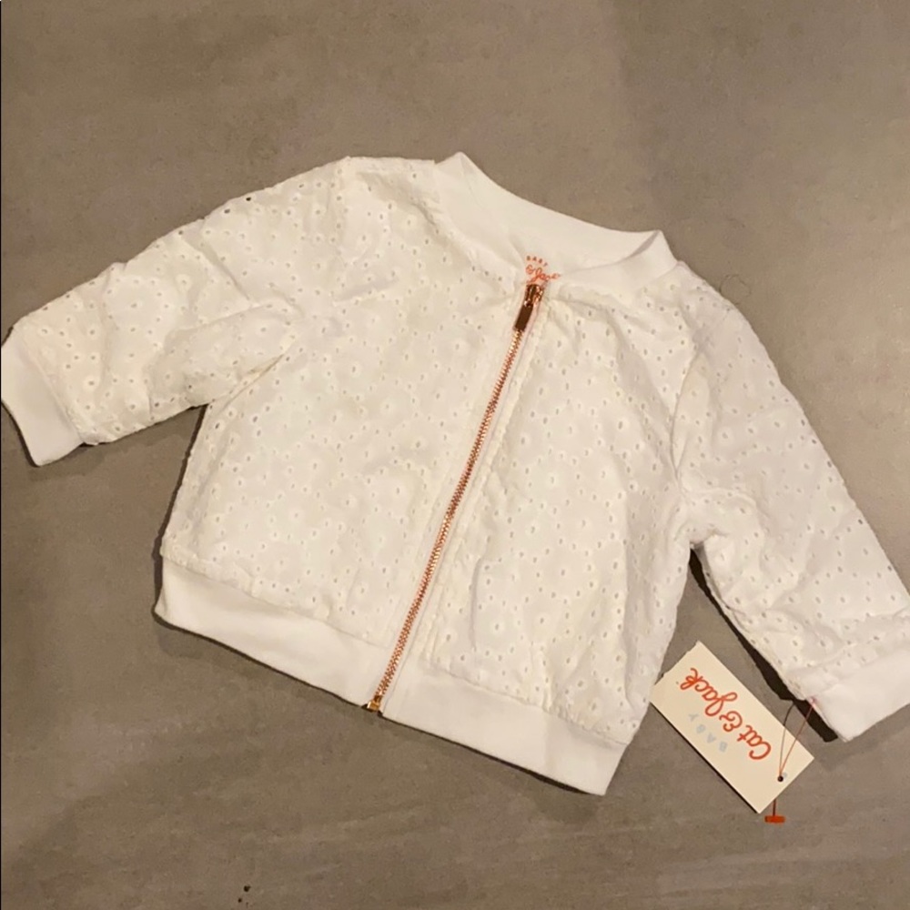 Cat & Jack Eyelet jacket with rose gold zipper